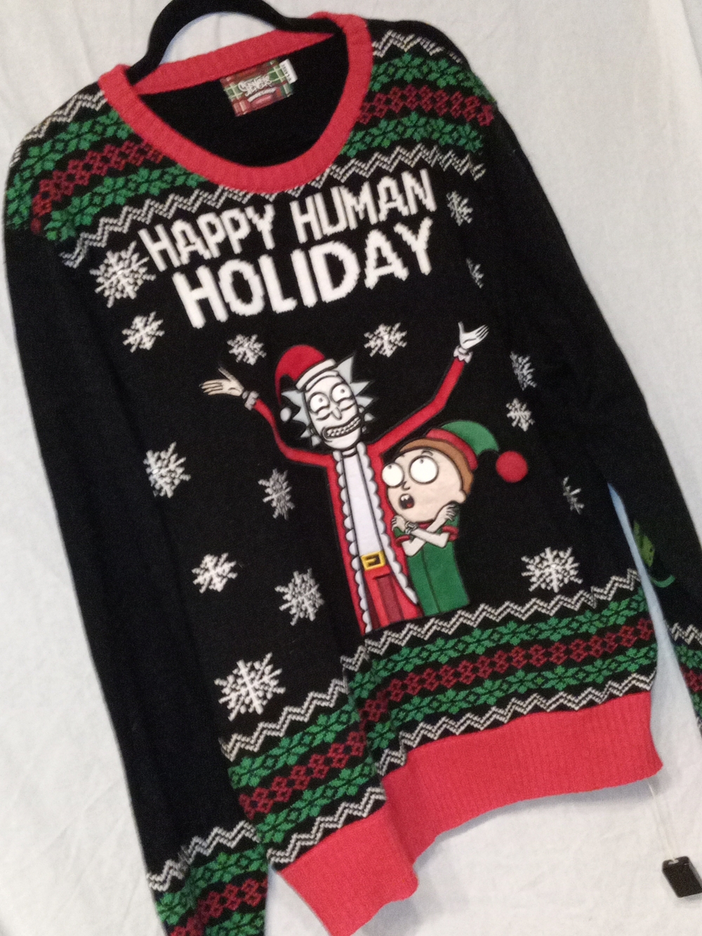 Workshop Republic Clothing Black Red Green Holiday Crewneck Sweater